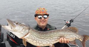 108cm pike on perch lure for Derg anglers 108cm pike