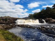 Anglers on the Erriff take full advantage of regular spates! Majestic Aasleagh Falls on the Erriff Fishery