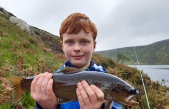 Big brown trout for 8-year-old Harrison!