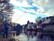 All is quiet on New Years Day on the River Liffey Salmon fishing on the River Liffey