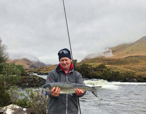 Red Letter Opening Day At Delphi Despite Lack of Guests Fishery manager David McEvoy with the first Delphi salmon of 2021