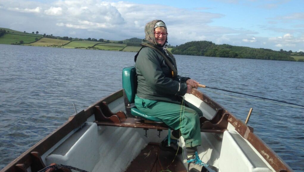Julie Cook from Invercargill New Zealand enjoying a days fishing on Lough Lene in Co Westmeath, on a 2019 trip to Ireland