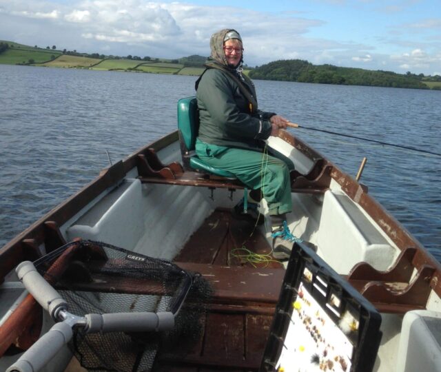 Julie Cook from Invercargill New Zealand enjoying a days fishing on Lough Lene in Co Westmeath, on a 2019 trip to Ireland