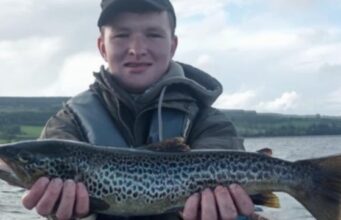 Brendan Murphy, Cloghans with a trout for just under 3 lbs on a Black Pennell near Comorant Rocks.