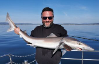 May fishing well for charter anglers off Wicklow Robbie Troy junior with a fine pack tope