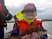 Young angler defies nasty weather to land a fine brace of perch