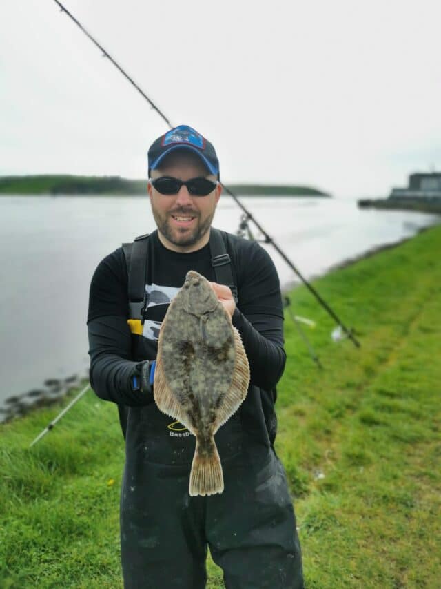 Chris O'Sullivan on his way to the Worlds with a good flounder.