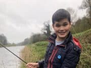 First trout on the fly for Alex