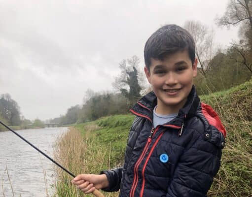 First trout on the fly for Alex