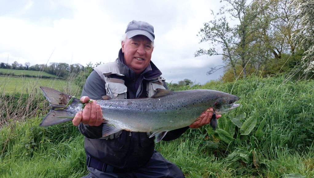 Albert landing and releasing his first Blackwater salmon today at Cable Island