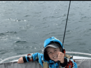 Young Ziggy showing his flyfishing skills in Cork Harbour