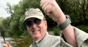 Greg Barbosa with a river Nore brown trout