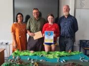 Sligo primary school lands top prize in IFI’s Something Fishy competition four people standing behind an art project on a table