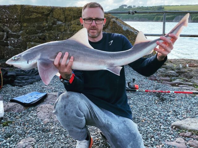 Shane Nugent with a smoothhound