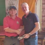 Pat Cunningham (right) receiving top score Sunday and also most species overall at the Killybegs Sea Angling two day boat comp from Michael Callaghan (right) of Killybegs SAC