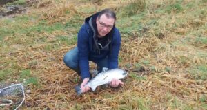 James Kenny catches first salmon of the season on the Leannan River Lennon first salmon 2024
