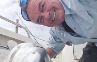 Dave Edwards gets the first blue shark of the year (again) first blue shark 2024