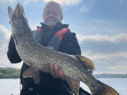 First time fishing In Ireland for Belgium and French pair. Xavier with his 102 cm