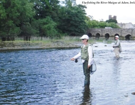 American and Canadian anglers get good fishing on the Maigue at Adare Patti and Bill fishing at Adare