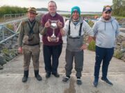 Malone and McDermott win Donnellan Cup on Lough O’Flynn Michael Mcdermott joint winner, Michael Donnellan presenting Mark Malone joint winner Donnellan cup 2024