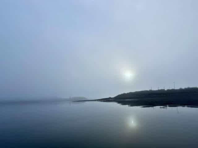 The morning was fairly foggy. It cleared at times and the sun did its best to burn through.