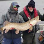 Guide Bodo and Steve with the first pike of the season for Angling Services Ireland