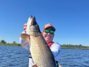 Pike Anglers From Switzerland have a nice Time at Melview Fishing Lodge Sylvian is happy with one of his Pike.