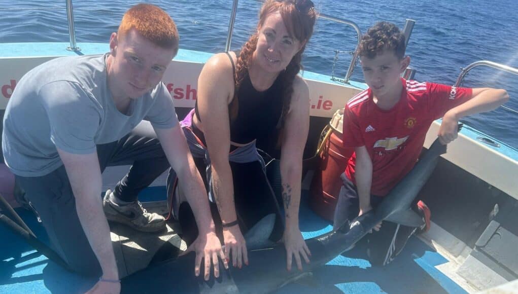 Sinead,sean,liam with a shark