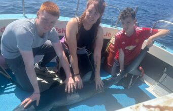 Sinead,sean,liam with a shark