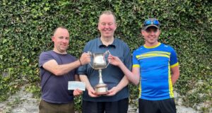 Derek Madden joint winner,Michael Donnellan presenting, Gary Madden joint winner Donnellan Cup 2025