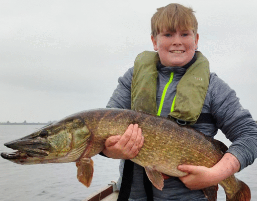 Grandfather’s home-made pike spoon hooks PB for eleven year old James